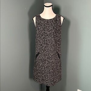 LOFT Black and White Textured Mini Dress